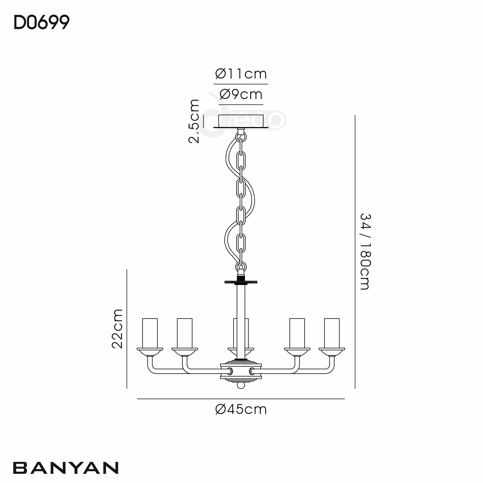 Banyan 60cm 5 Light Pendant Champagne Gold, Nude Beige/Moonlight DK0954  Deco Banyan CG NU